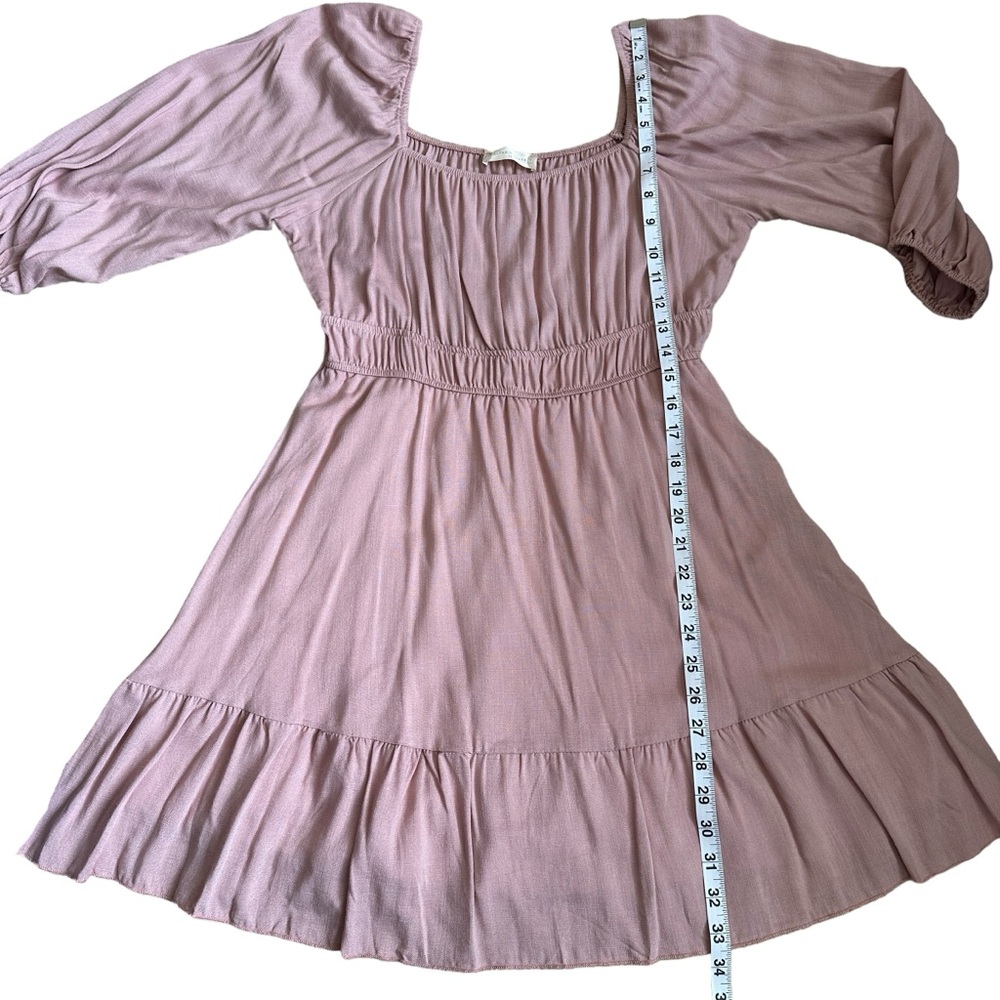 NWT Altar’d State Dusty Rose Long Sleeve Babydoll Mini Dress Sz Medium - Picture 7 of 7
